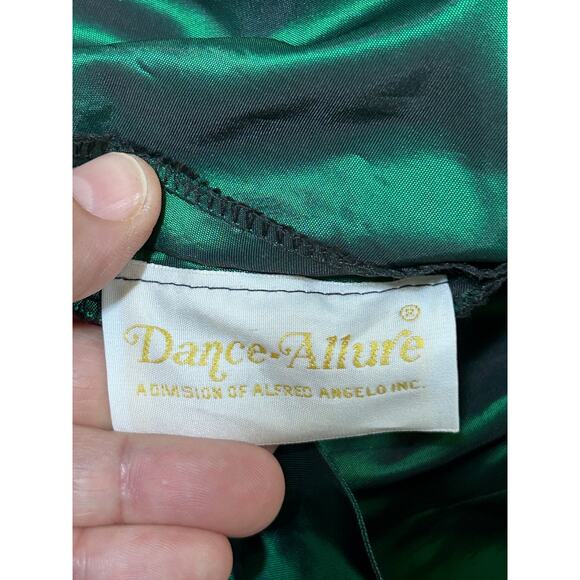 Dance-Allure by Alfred Angelo 80s Emerald Green Puff Sleeve Taffeta Party Dress - Picture 4 of 6